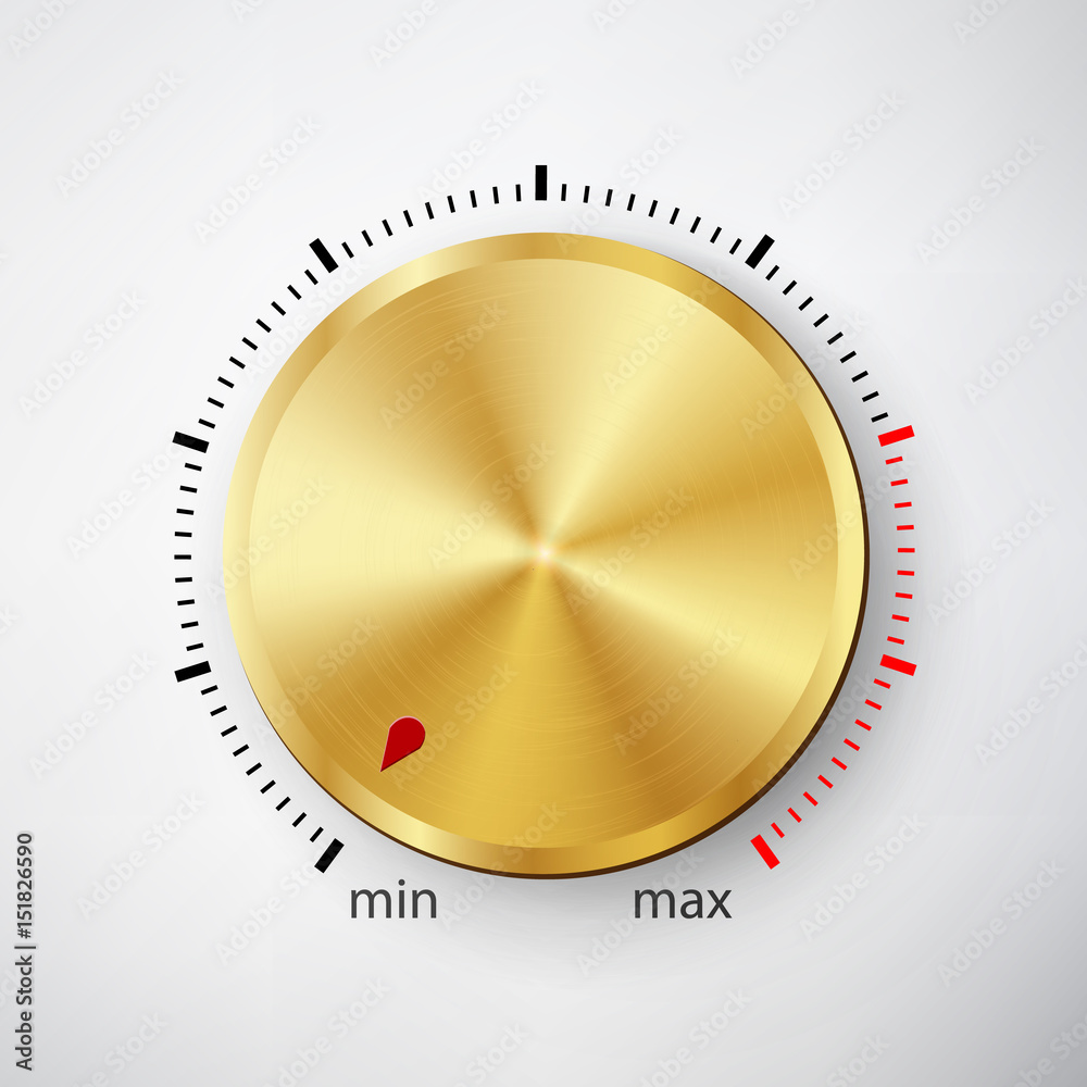 Dial Knob. Global Swatches. Realistic Gold Button With Circular Processing.  Technology Button Template. Volume Knob. Metal Texture For Web, Interfaces,  UI, Applications, Apps. Vector Illustration. Stock-Vektorgrafik | Adobe  Stock