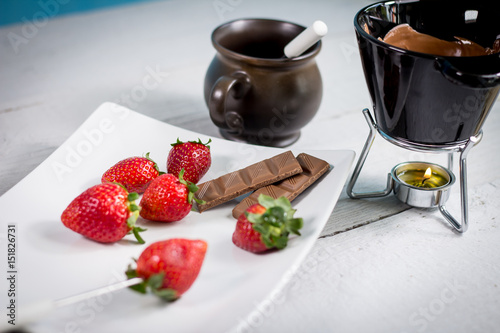 Fresh Strawberry with chocolate fondue