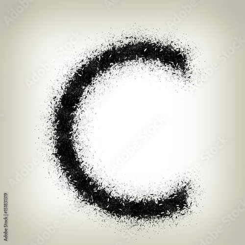 Letter C from alphabet exploding