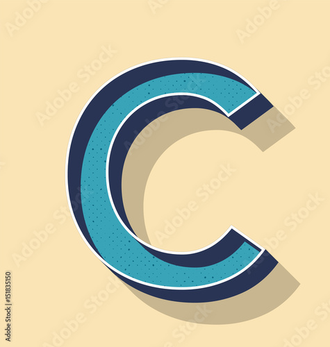 Letter C Retro Vector Text Style, Fonts Concept
