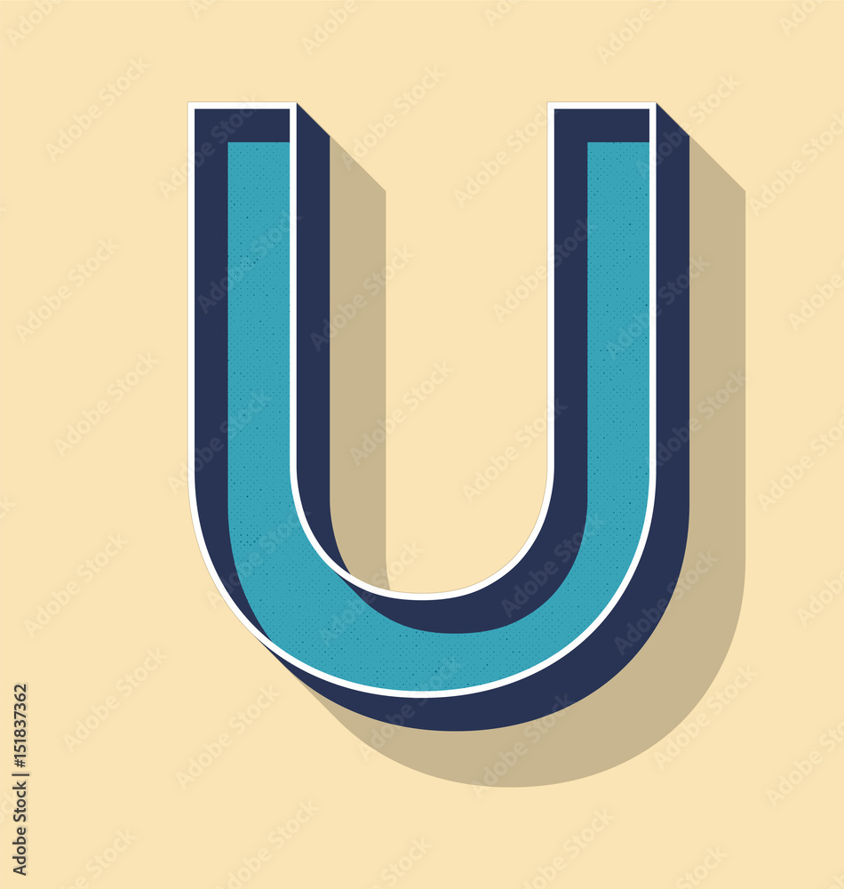 Letter U Retro Vector Text Style, Fonts Concept Letter U Retro Vector Text Style, Fonts Concept