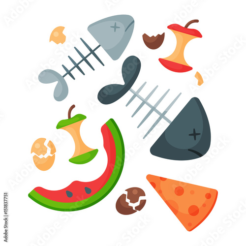 Recycling garbage organic food trash tires management industry utilize waste can vector illustration.