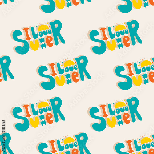 Seamless pattern with I love summer signs