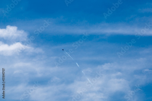 Combat aircraft perform aerial aerobatics in the sky