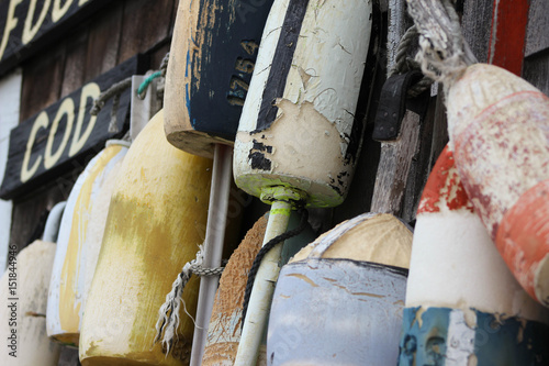 Buoys Hanging on a Cape Cod, Massachusetts House photo