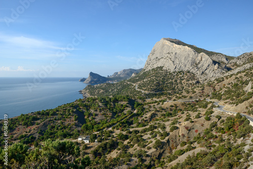 Scenic view from Palvani-Oba mountain top towards west, Crimea, Russia.