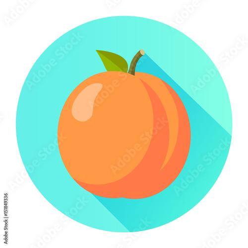 Pfirsisch Icon Flat Design Vektor Grafik Illustration