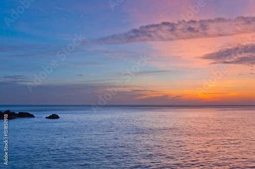 Panoramic view on sunset sea