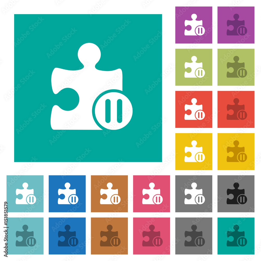 Pause plugin square flat multi colored icons