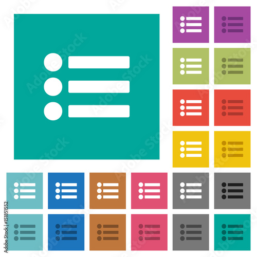 Bullet list square flat multi colored icons