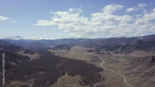 Altai mountains. Beautiful highland landscape. Russia. Siberia. Flight on quadcopter. Top view photo