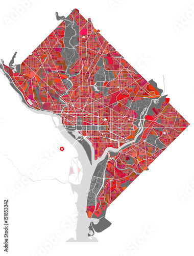 vector map of the city of Washington D.C., USA
