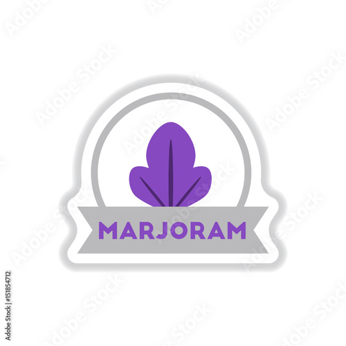 Label icon on design sticker collection kitchenware seasoning marjoram with ribbon