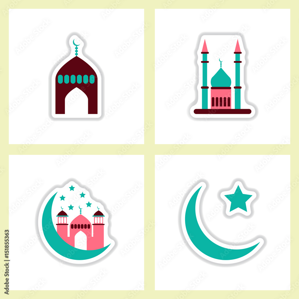 Label icon on design sticker collection ramadan Arabic assembly Label icon on design sticker collection ramadan Arabic assembly