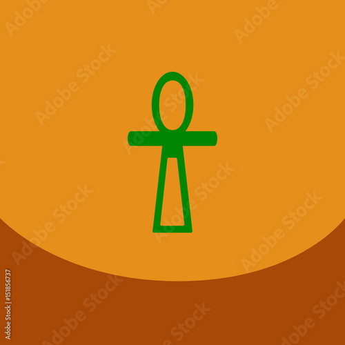 Flat icon on blue square Arabic traditional sign Egyptian Ankh