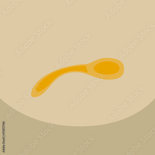 Wooden spoon isolated on color background for kitchen