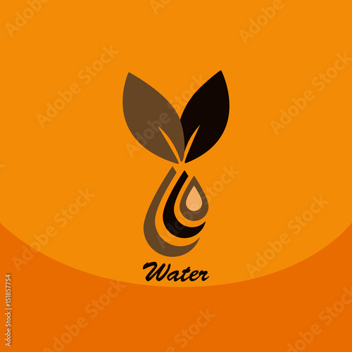 Leaf with drop in logo. Organic Life symbol. Eco planet. save clean planet With a drop of water