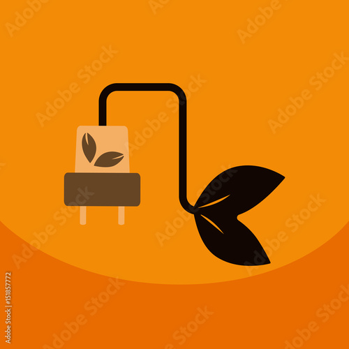 electric plug, ecology green icons set on color background
