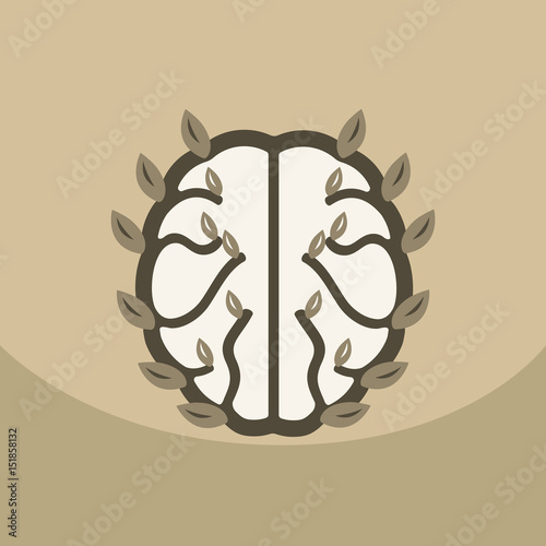 Eco brain with leafs on ecology style with Bashers