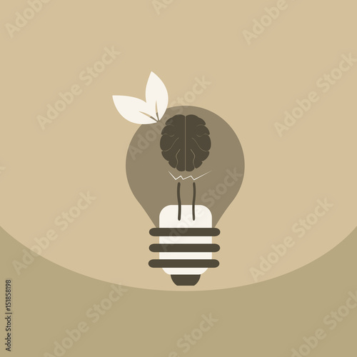 light save planet on ecology style lamp with brain and leaf