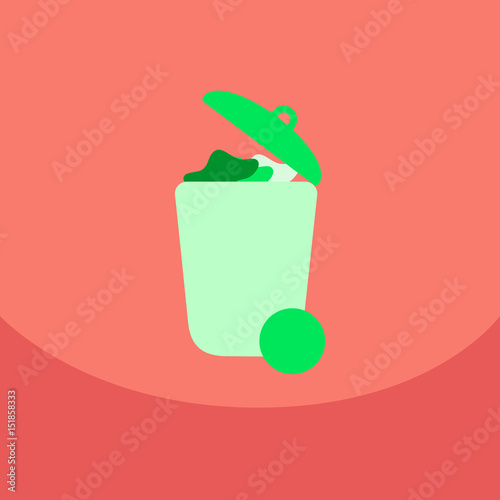 Trash Recycle Bin Garbage Flat Vector Illustration