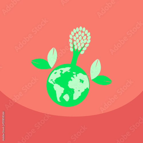Eco Friendly, green energy concept, vector illustration. Solar energy town, wind energy, electric cars. Save the planet concept. Go green. Save the Earth. Earth Day.