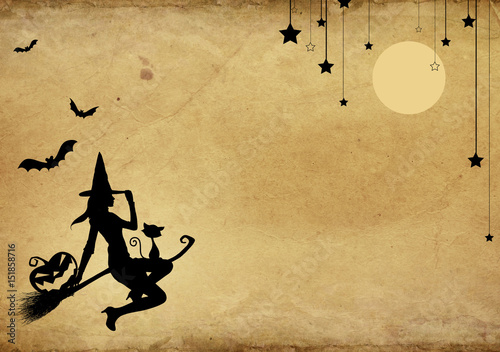 Halloween template design on old brown paper background