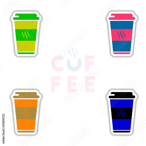 sets of Label Frames and badges vector icons coffee emblem coffee to go
