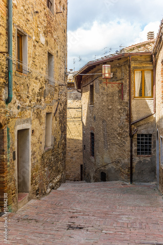 Small medieval streets of San Gimignano in Tuscany  - 3