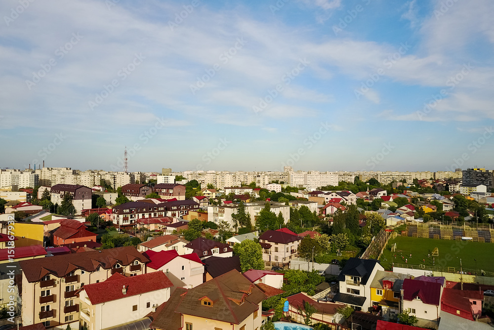 Aerial Panoramic View Of Bucharest City In Romania