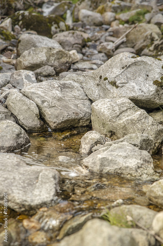 A riverbed with big rocks