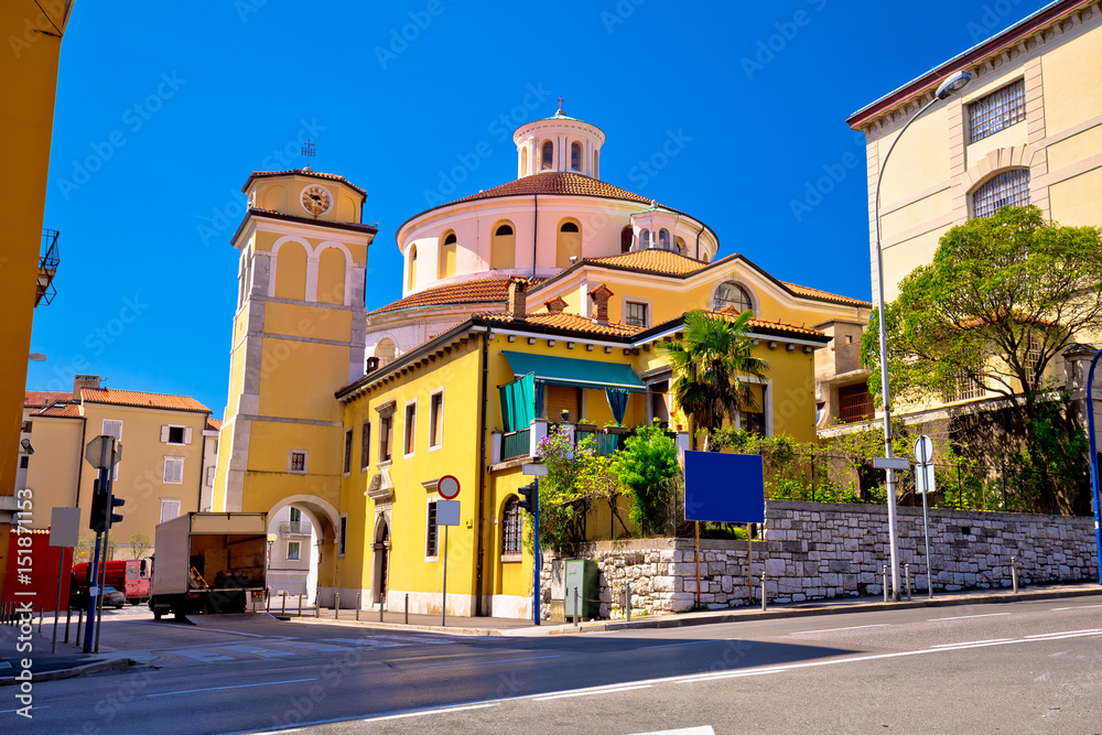 Rijeka church and square street view
