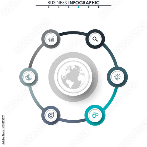 Business data visualization. Process chart. Abstract elements of graph, diagram with 6 steps, options, parts or processes. Vector business template for presentation. Concept for infographic.Vector