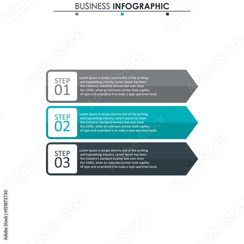Business data visualization. Process chart. Abstract elements of graph, diagram with 3 steps, options, parts or processes. Vector business template for presentation. Concept for infographic.