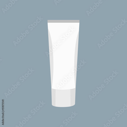 White Tube of cream or toothpaste with lid. Skin care or dental protection. Vector illustration