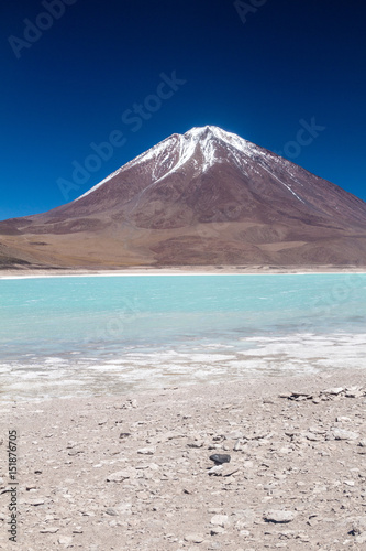 Laguna Verde lake and Licancabur volcano in Reserva Nacional de Fauna Andina Eduardo Avaroa protected area, Bolivia