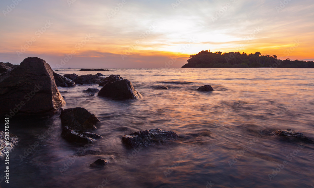 Tropical sea beach at Koh Chang island during sunset,Thailand. Tropical sea beach at Koh Chang island during sunset,Thailand.