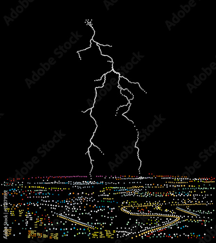 Lightning over the night city