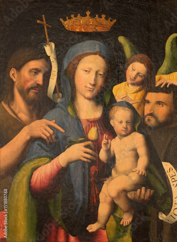 Fotografie TURIN, ITALY - MARCH 14, 2017: The painting of Madonna with St