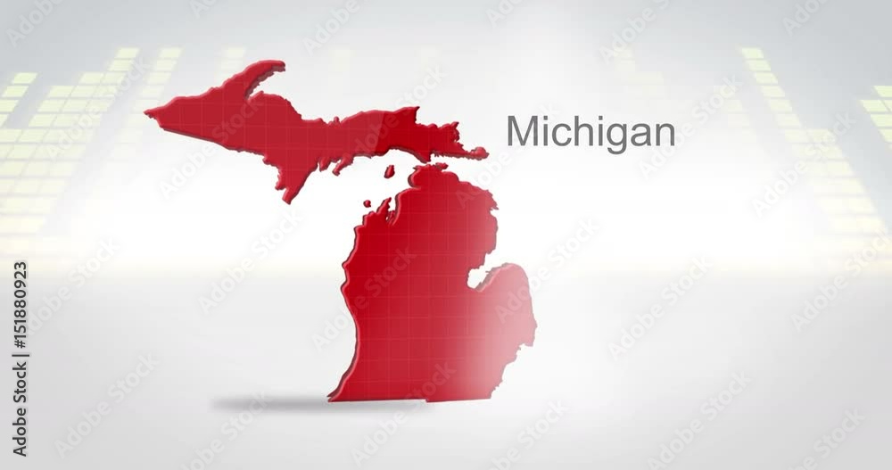 Motion Graphics 3D animation of the american state of Michigan