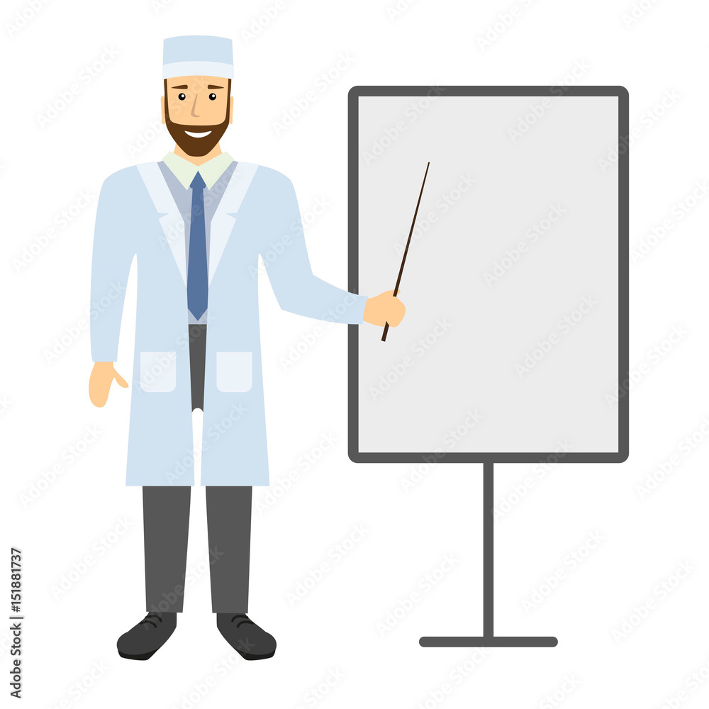 Medical doctor shows a presentation on a flip chart. Medical doctor shows a presentation on a flip chart.