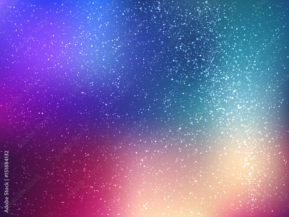 Space vector background with stars. Universe illustration. Colored cosmos backdrop with stars claster.