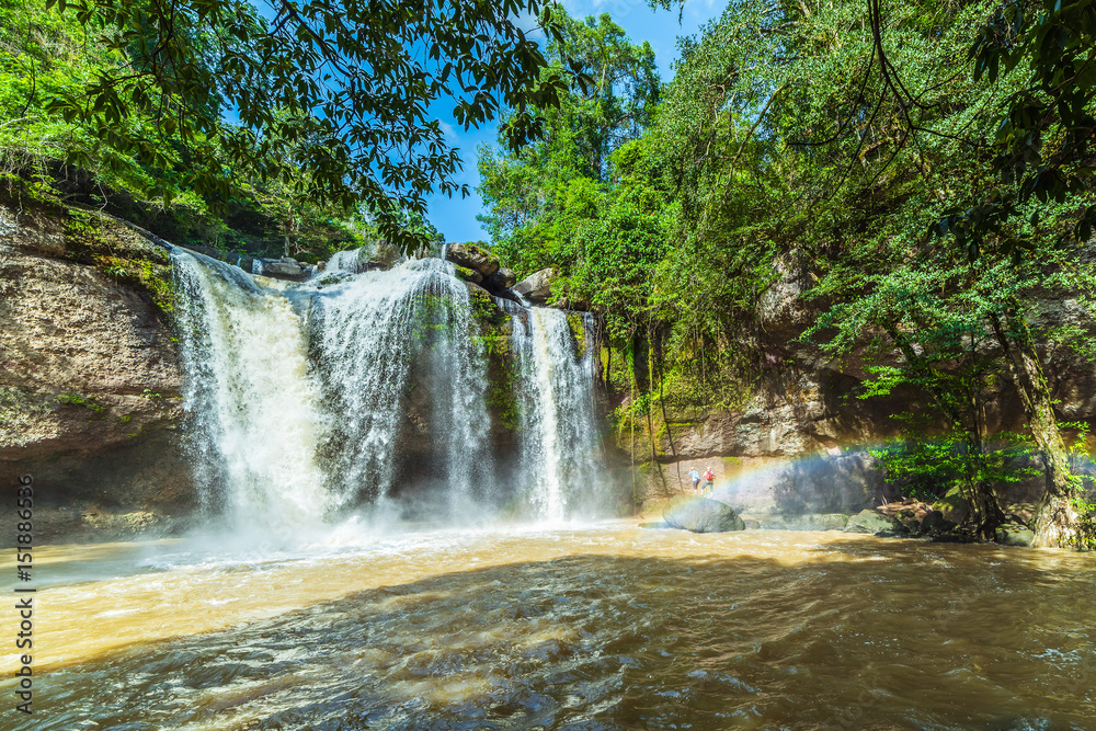 Rainbow Heo Suwat Waterfall, Khao Yai National Parks, Tropical Forest, Thailand