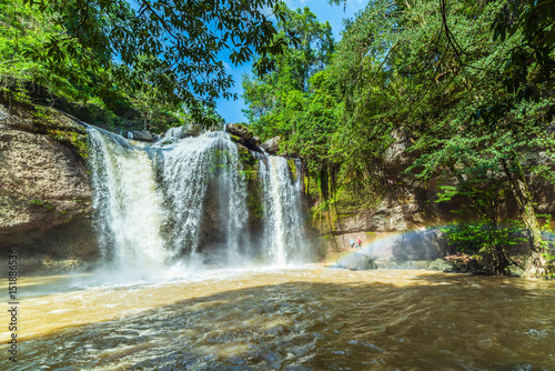 Rainbow Heo Suwat Waterfall  Khao Yai National Parks  Tropical Forest  Thailand