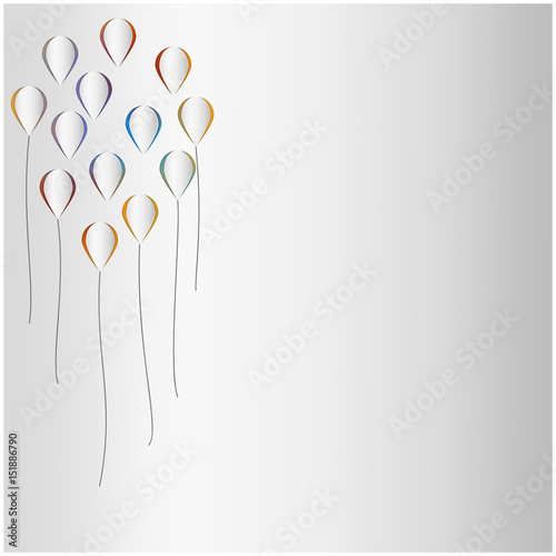 Cutout baloons on white paper