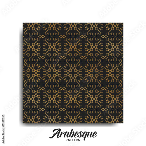 Arabesque pattern. Golden arabic decoration for Islamic holidays