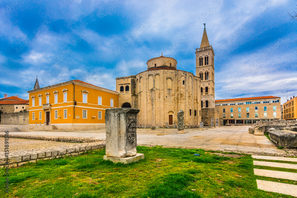 Zadar city. / Scenic view at old colorful public outdoors architecture in Zadar city, european travel places, Croatia Europe.