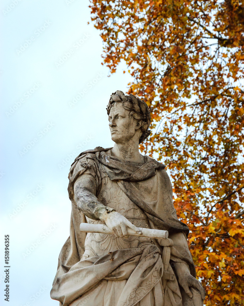 Julius Caesar marble statue in Tuileries gardens. Paris (France)
