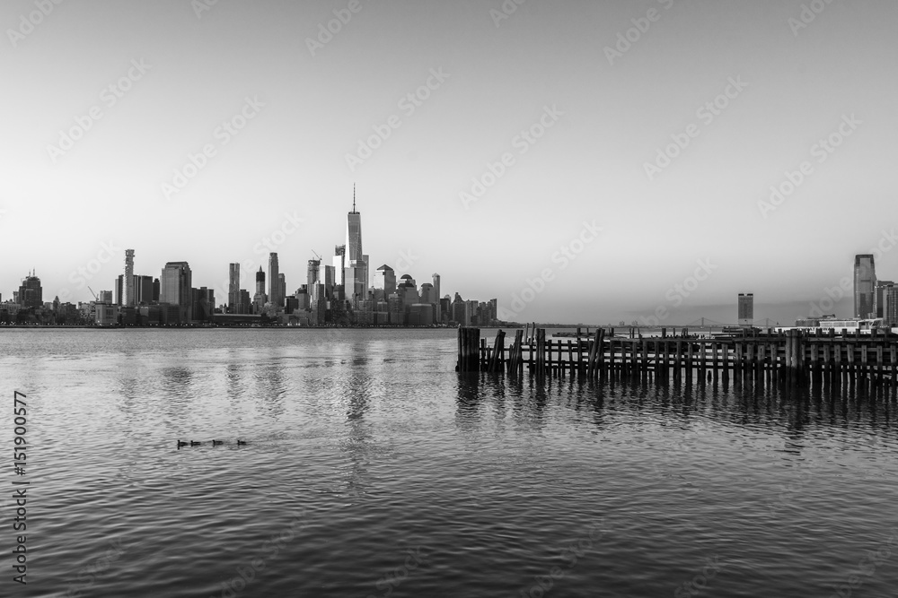 World Trade Center in downtown New York City across the Hudson River from Jersey City