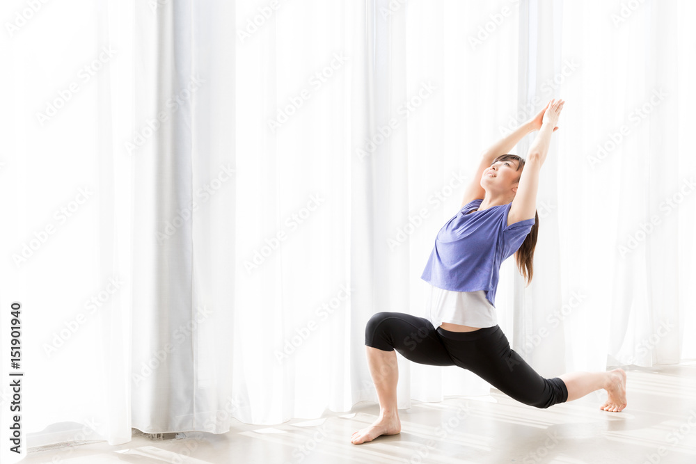 attractive asian woman yoga image